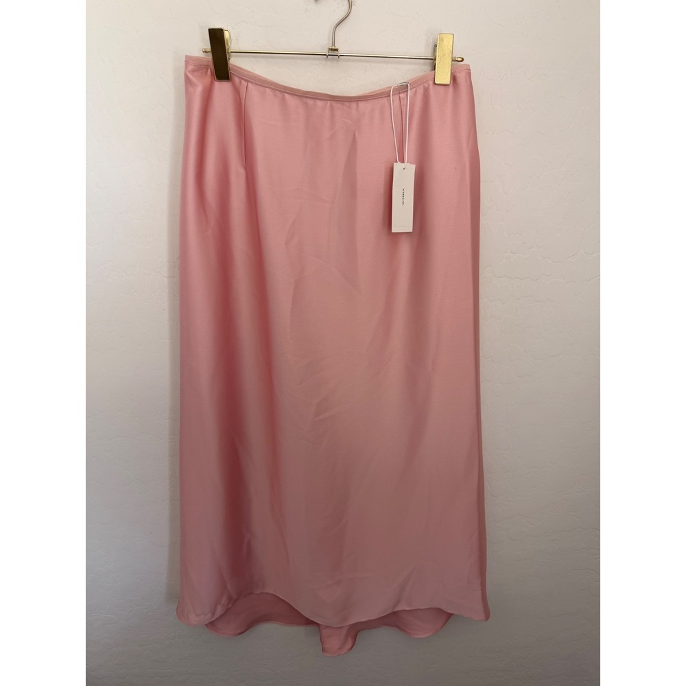 Vince Pink Satin Midi Slip Minimalist Skirt High Low Hem Size 10 NEW Balletcore